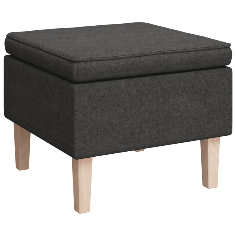 Stool with Wooden Legs Dark Grey Fabric