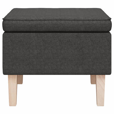 Stool with Wooden Legs Dark Grey Fabric