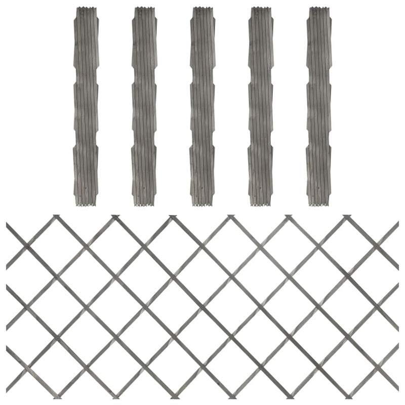 Trellis Fences 5 pcs Grey Solid Firwood 180x80 cm