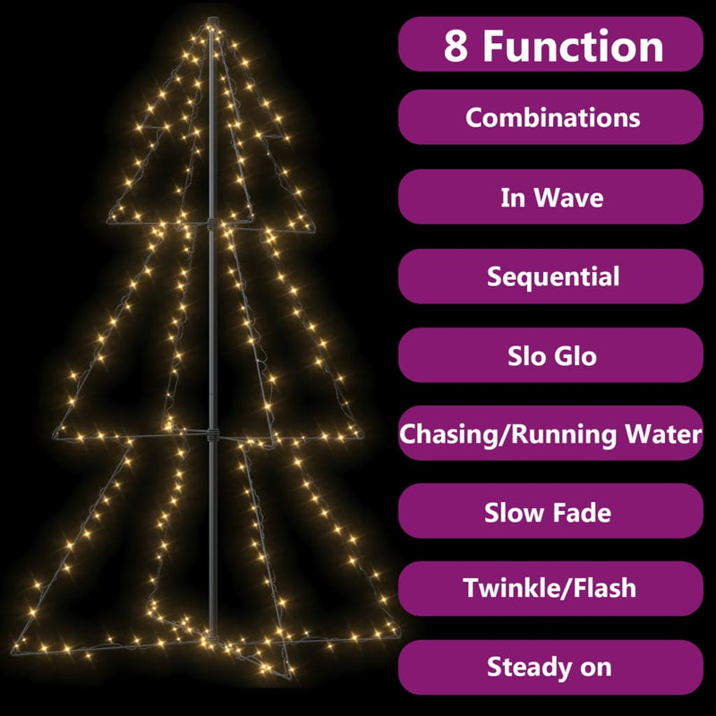 Christmas Cone Tree 200 LEDs Indoor and Outdoor 98x150 cm