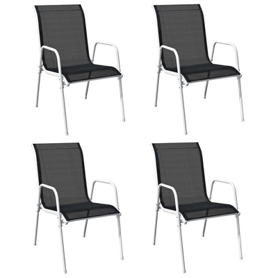 5 Piece Outdoor Dining Set Steel Black