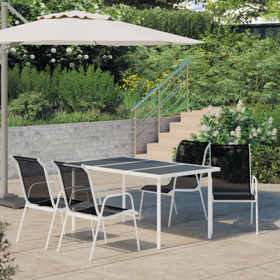 5 Piece Outdoor Dining Set Steel Black