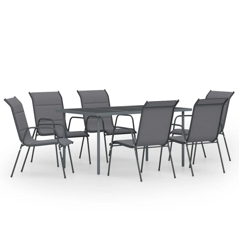 7 Piece Outdoor Dining Set Steel Anthracite