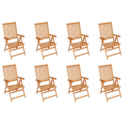 Reclining Garden Chairs with Cushions 8 pcs Solid Teak Wood