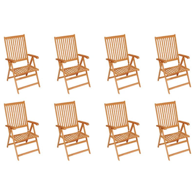 Reclining Garden Chairs with Cushions 8 pcs Solid Teak Wood