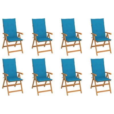 Reclining Garden Chairs with Cushions 8 pcs Solid Teak Wood