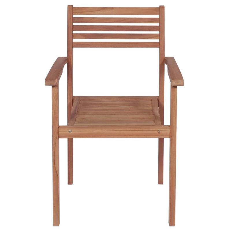 Stackable Garden Chairs with Cushions 8 pcs Solid Teak Wood