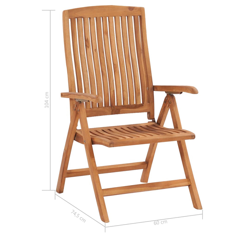 Reclining Garden Chairs with Cushions 4 pcs Solid Teak Wood