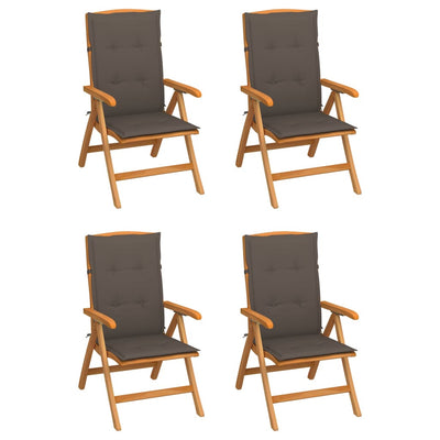 Reclining Garden Chairs with Cushions 4 pcs Solid Teak Wood