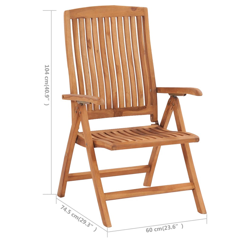 Reclining Garden Chairs with Cushions 6 pcs Solid Teak Wood