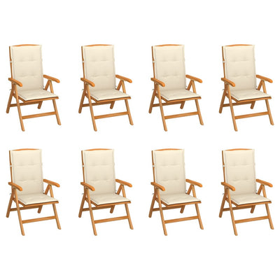 Reclining Garden Chairs with Cushions 8 pcs Solid Teak Wood