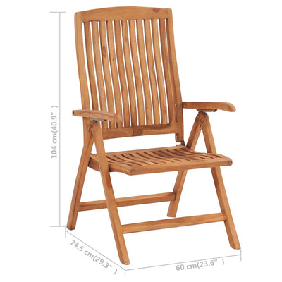 Reclining Garden Chairs with Cushions 8 pcs Solid Teak Wood