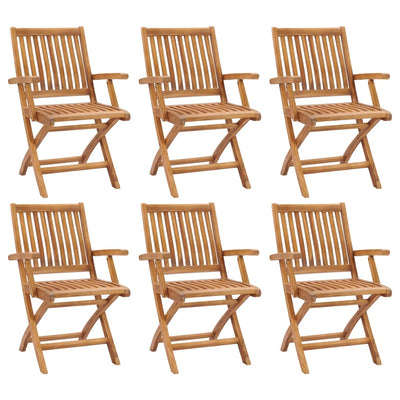 Folding Garden Chairs 6 pcs Solid Teak Wood