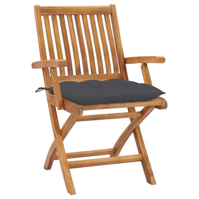 Folding Garden Chairs with Cushions 6 pcs Solid Teak Wood