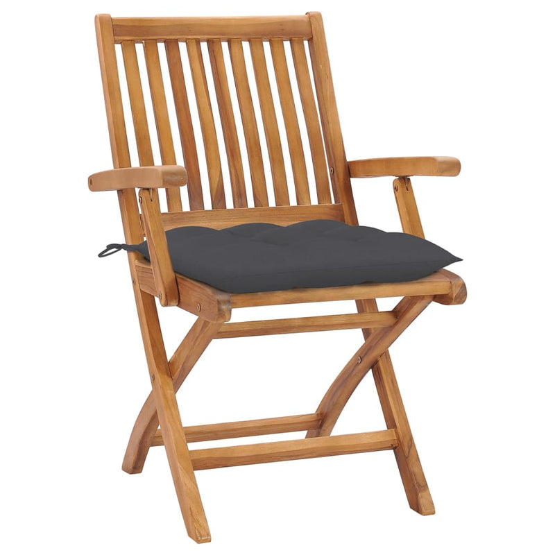 Folding Garden Chairs with Cushions 6 pcs Solid Teak Wood