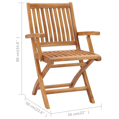 Folding Garden Chairs with Cushions 8 pcs Solid Teak Wood