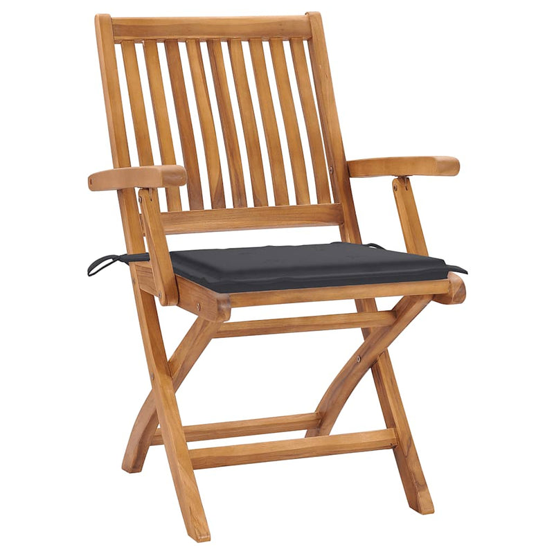 Folding Garden Chairs with Cushions 8 pcs Solid Teak Wood