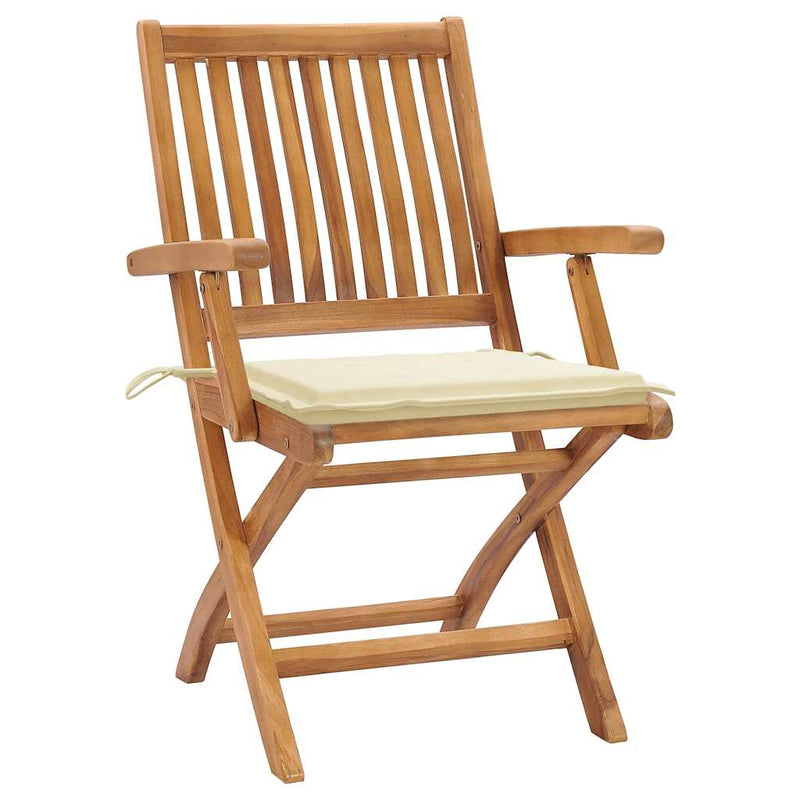 Folding Garden Chairs with Cushions 8 pcs Solid Teak Wood