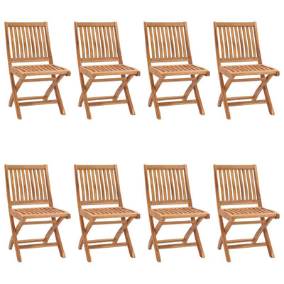 Folding Garden Chairs 8 pcs Solid Teak Wood