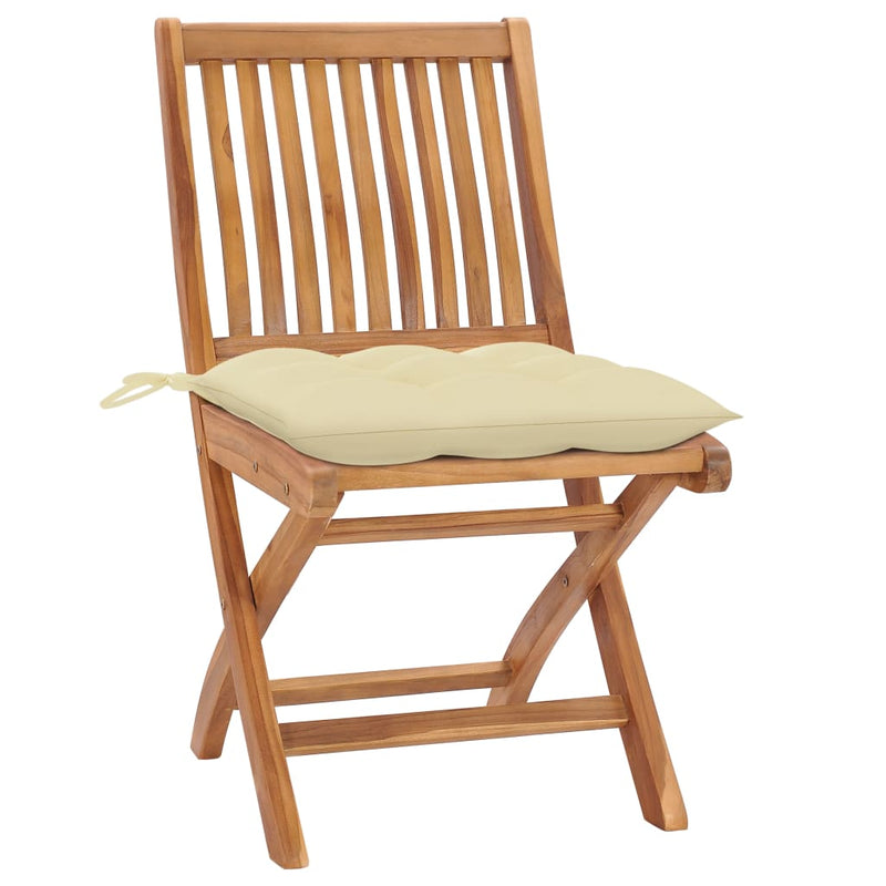 Folding Garden Chairs with Cushions 4 pcs Solid Teak Wood