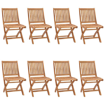 Folding Garden Chairs with Cushions 8 pcs Solid Teak Wood