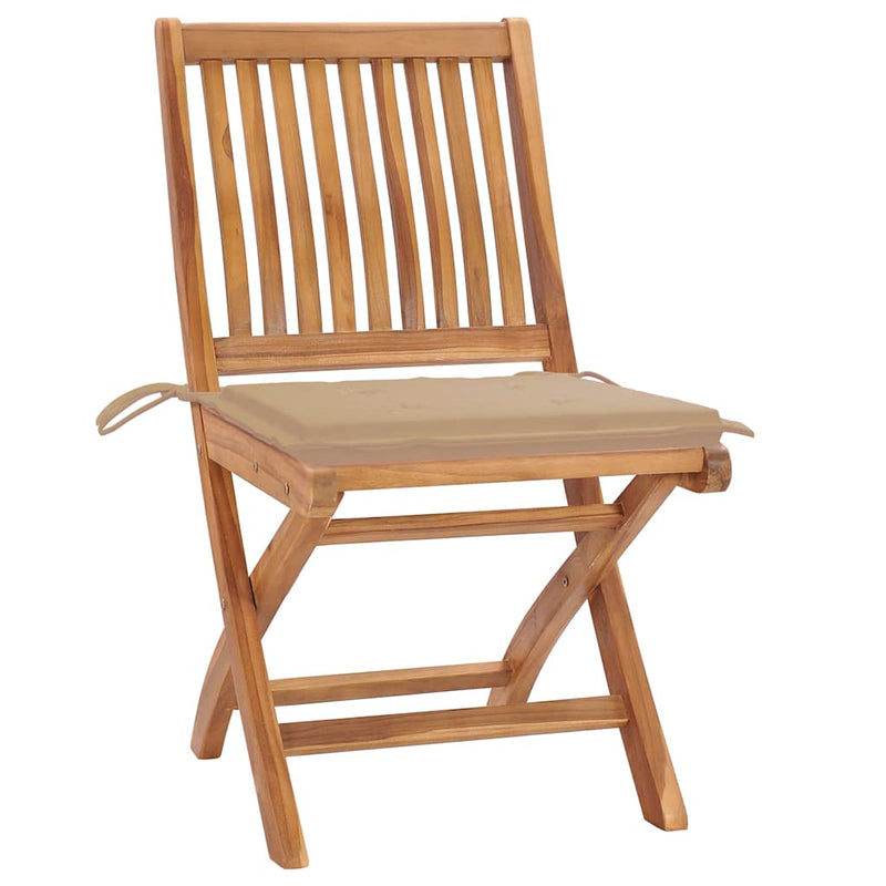 Folding Garden Chairs with Cushions 8 pcs Solid Teak Wood