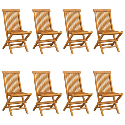 Garden Chairs with Cream White Cushions 8 pcs Solid Teak Wood