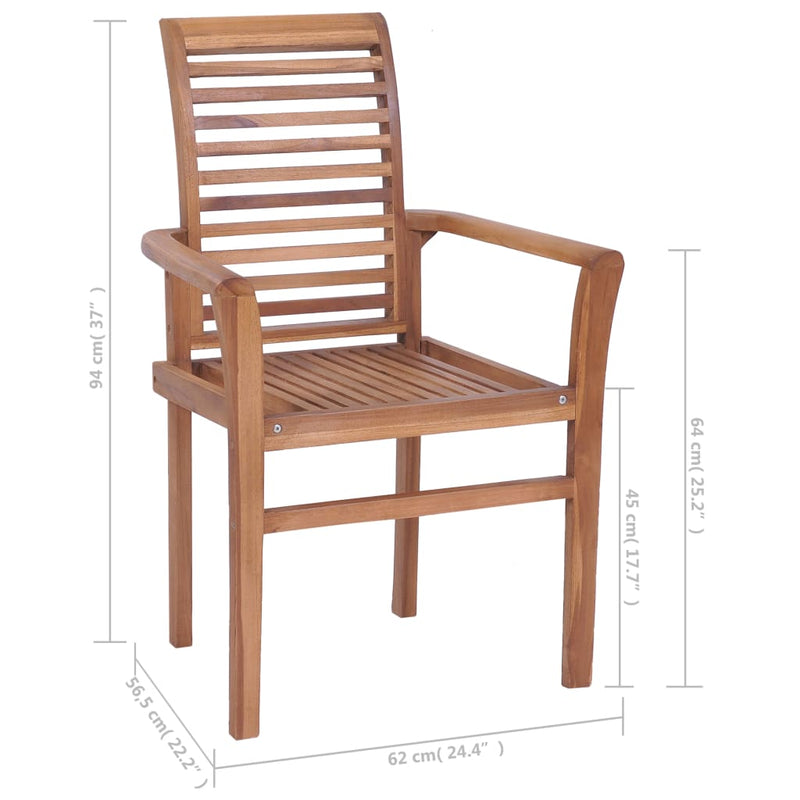 Stacking Dining Chairs 6 pcs Solid Teak Wood