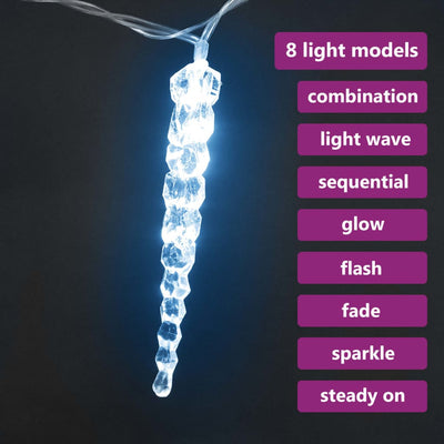 Christmas Icicle Lights 40pcs Cold White Acrylic Remote Control