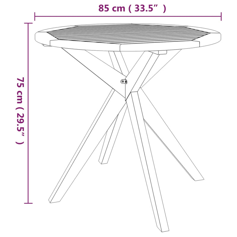 Garden Table 85x85x75 cm Solid Wood Acacia