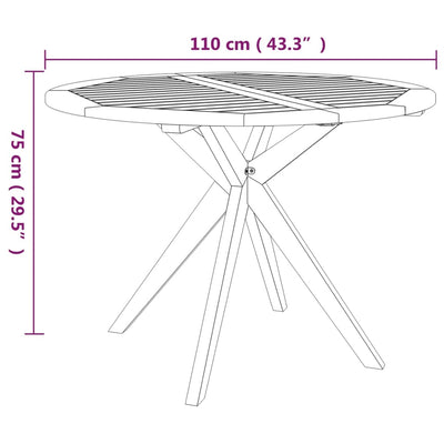 Garden Table 110x110x75 cm Solid Wood Acacia