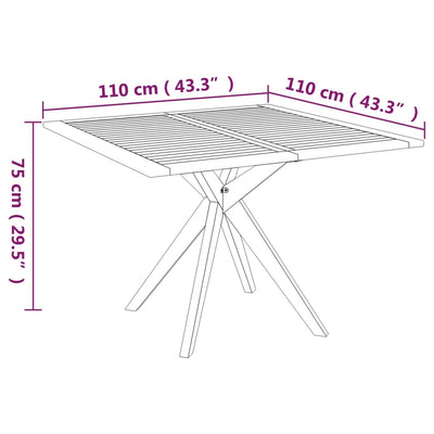 Garden Table 110x110x75 cm Solid Wood Acacia