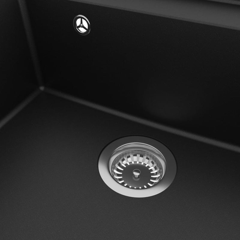 Kitchen Sink with Overflow Hole Black Granite