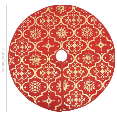 Luxury Christmas Tree Skirt with Sock Red 90 cm Fabric