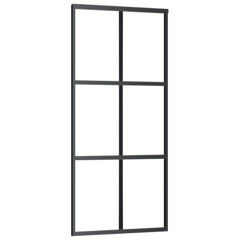 Sliding Door ESG Glass and Aluminium 90x205 cm Black