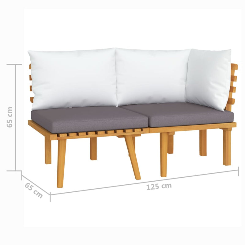 2 Piece Garden Lounge Set with Cushions Solid Acacia Wood