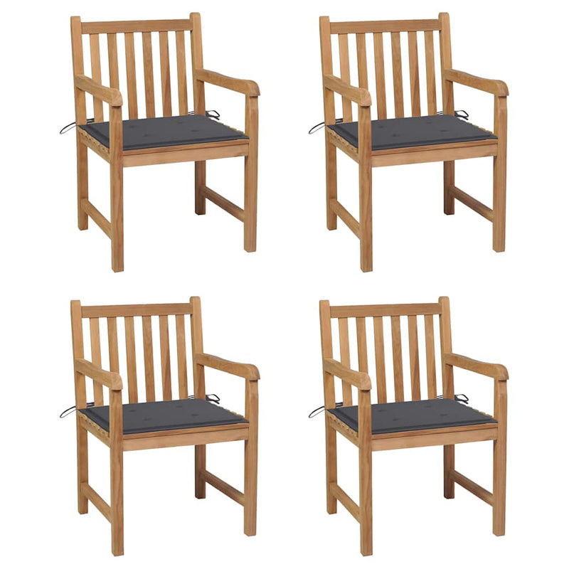 Garden Chairs 4 pcs with Anthracite Cushions Solid Teak Wood