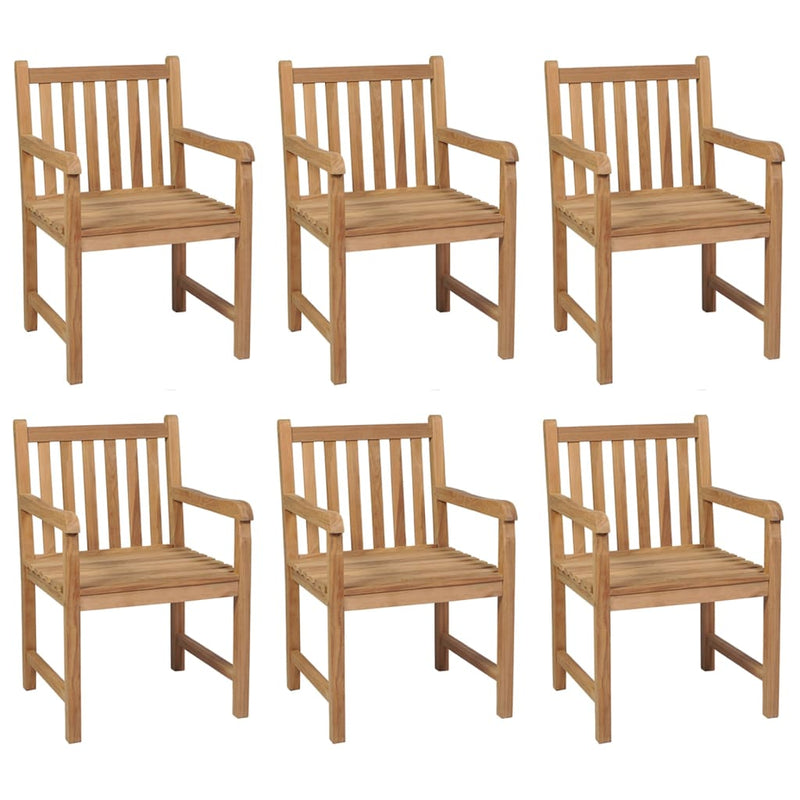 Garden Chairs 6 pcs with Cream White Cushions Solid Teak Wood