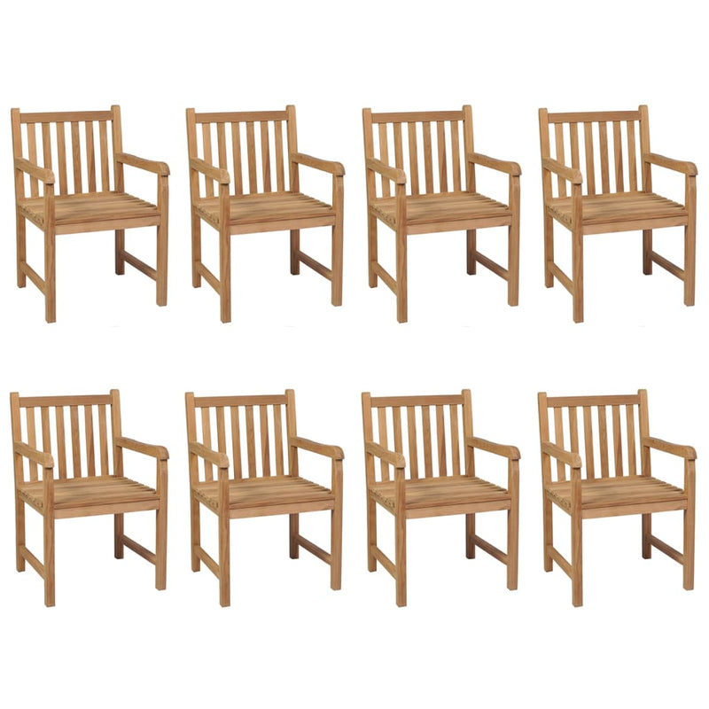 Garden Chairs 8 pcs with Grey Cushions Solid Teak Wood