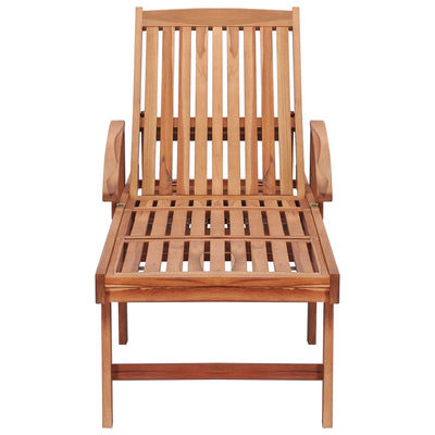 Sun Loungers 2 pcs with Table and Cushion Solid Teak Wood