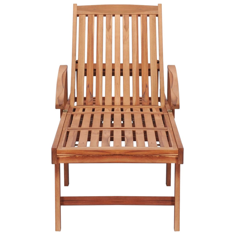 Sun Loungers 2 pcs with Table and Cushion Solid Teak Wood