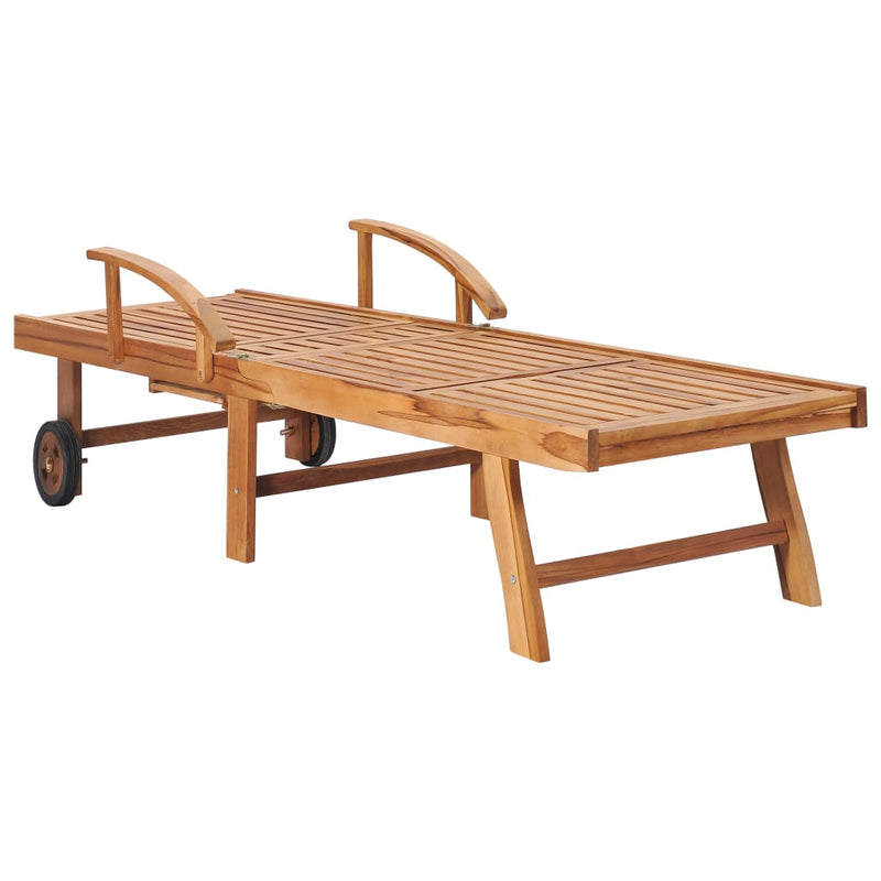 Sun Loungers 2 pcs with Taupe Cushion Solid Teak Wood