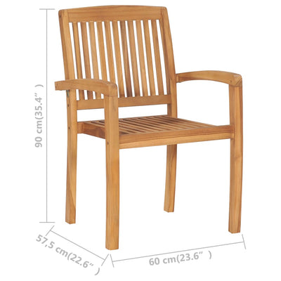 Stacking Garden Chairs with Cushions 4 pcs Solid Teak Wood