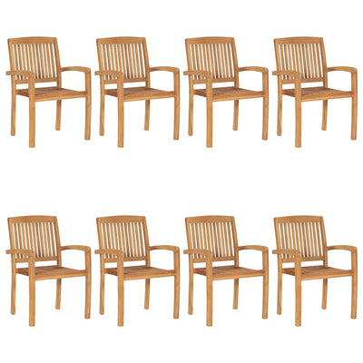 Stacking Garden Chairs with Cushions 8 pcs Solid Teak Wood