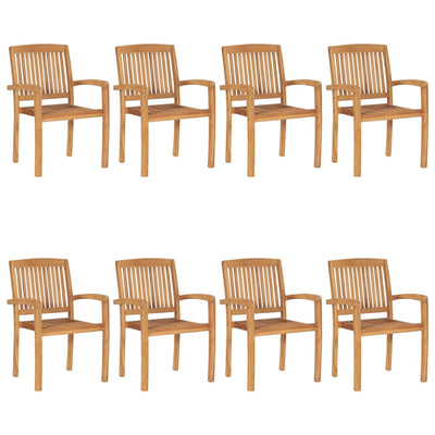 Stacking Garden Chairs with Cushions 8 pcs Solid Teak Wood