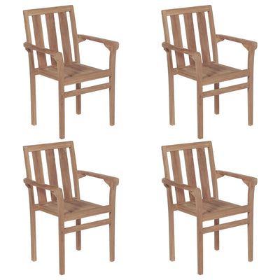 Stackable Garden Chairs 4 pcs Solid Teak Wood