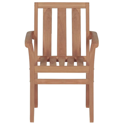 Stackable Garden Chairs with Cushions 4 pcs Solid Teak Wood