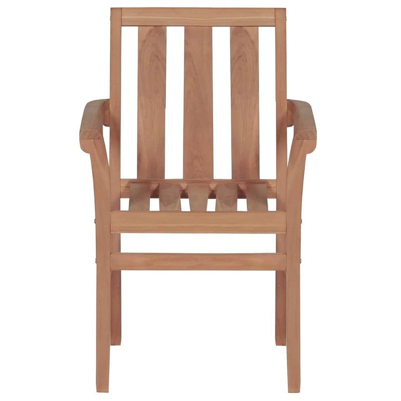 Stackable Garden Chairs with Cushions 6 pcs Solid Teak Wood