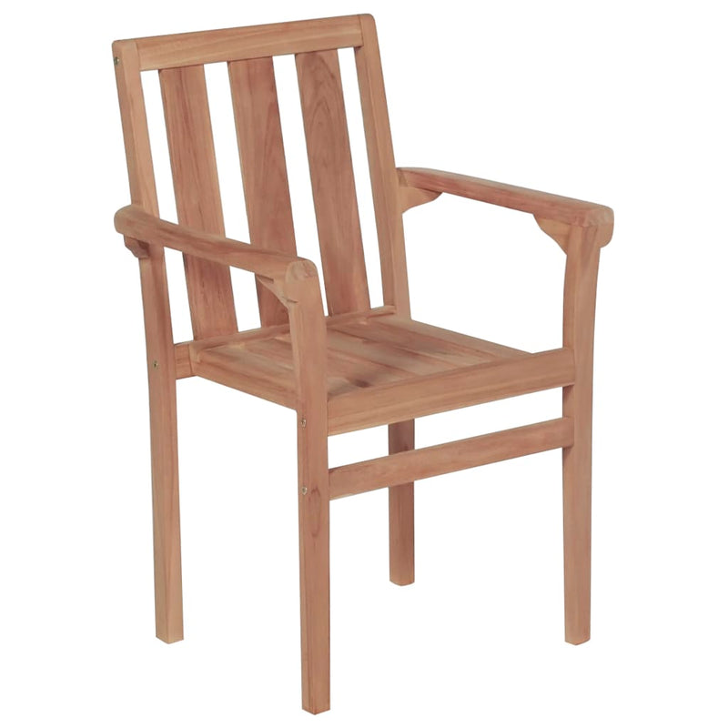 Stackable Garden Chairs with Cushions 6 pcs Solid Teak Wood