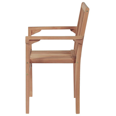 Stackable Garden Chairs with Cushions 6 pcs Solid Teak Wood